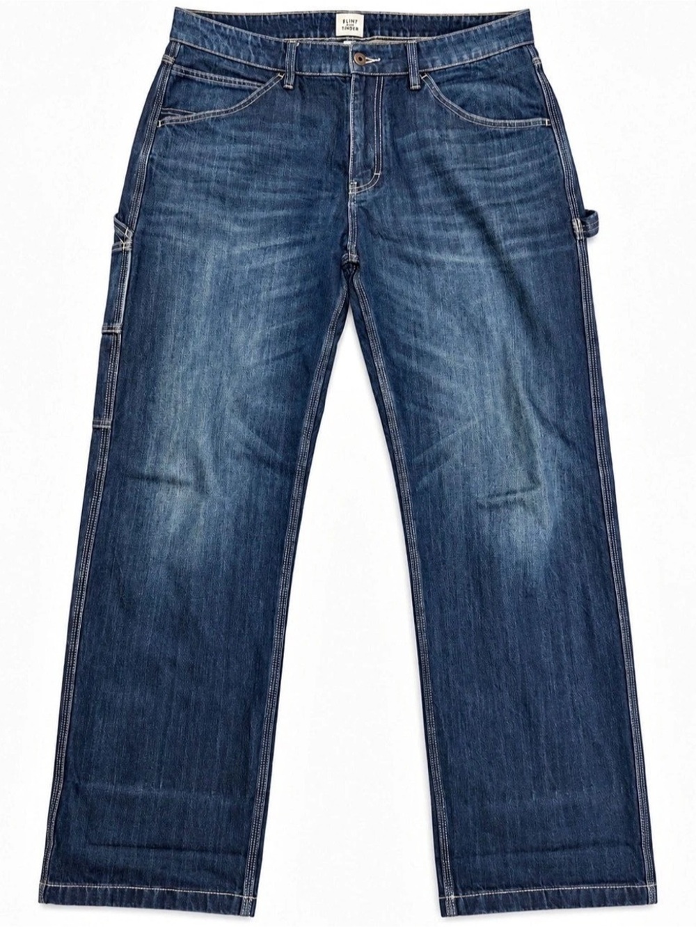 Flint and Tinder Carpenter Jeans Mens 36x32 Blue Denim Workwear Utility Pants
